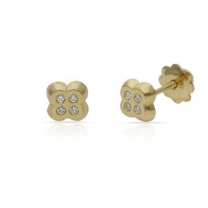 Pendientes oro 18kl circonitas - 4x4mm