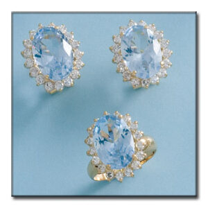 Pendientes oro 18kl circonitas + piedra color