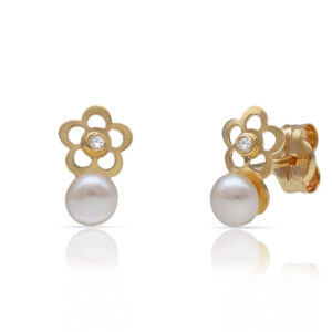 Pendiente oro 18kl flor