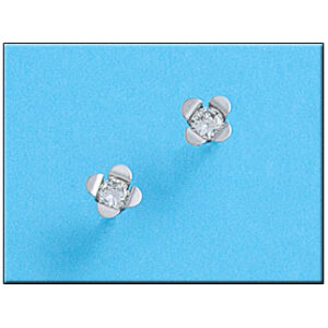 Pendientes oro blanco 18kl flor