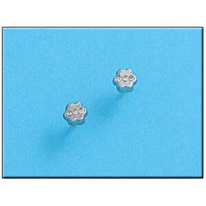 Pendientes oro blanco 18kl flor