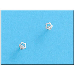 Pendientes oro blanco 18kl flor