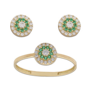 Pendientes oro 18kl circulo - verde