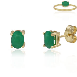 Pendientes oro 18kl esmeraldas finas - 4x6mm