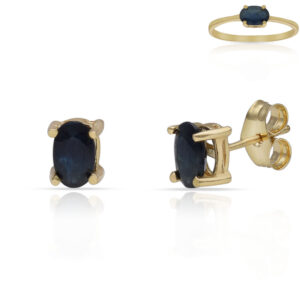 Pendientes oro 18kl zafiros finos - 4x6mm