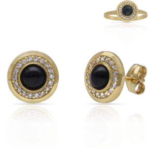 Pendientes oro 18kl piedras azules + circonitas - 9mm