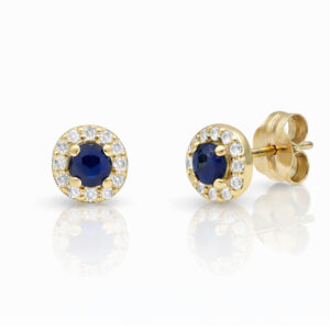 Pendientes oro 18kl zafiros finos + circonitas