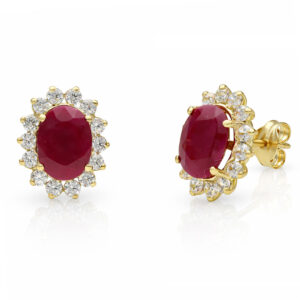 Pendientes oro 18kl rubies finos + circonitas