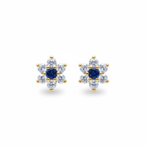 Pendientes oro 18kl crisopal zafiro