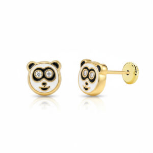 Pendientes oro 18kl oso panda