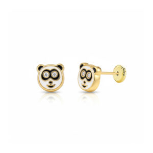 Pendientes oro 18kl oso panda