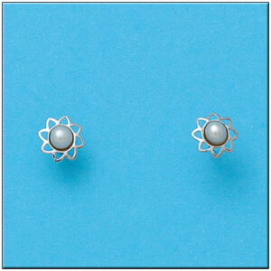 Pendientes oro blanco 18kl flor
