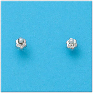 Pendientes oro blanco 18kl flor