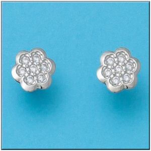 Pendientes oro blanco 18kl flor