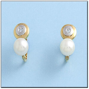 Pendientes oro 18kl bicolor perlas