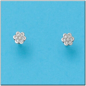 Pendientes oro blanco 18kl flor