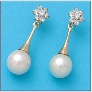 Pendientes oro 18kl roseton y perlas