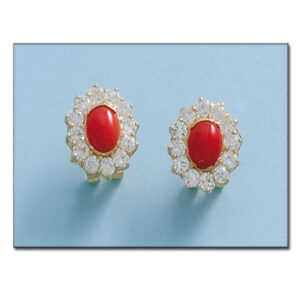 Pendientes oro 18kl coral sintetico