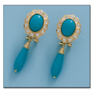Pendientes oro 18kl turquesa sintetica