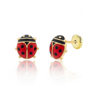 Pendientes oro 18kl mariquita
