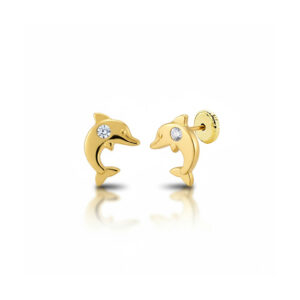 Pendientes oro 18kl delfin