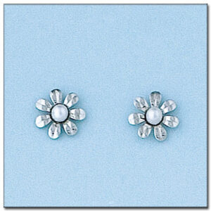 Pendientes oro blanco 18kl flor