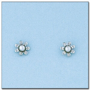 Pendientes oro blanco 18kl flor