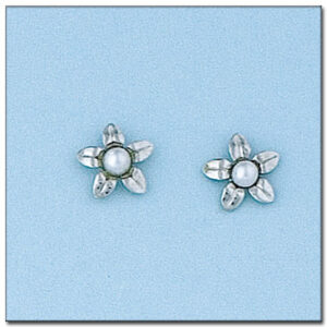 Pendientes oro blanco 18kl flor