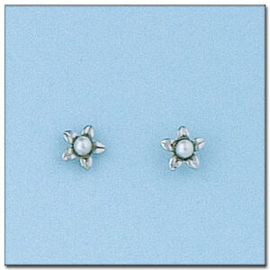 Pendientes oro blanco 18kl flor
