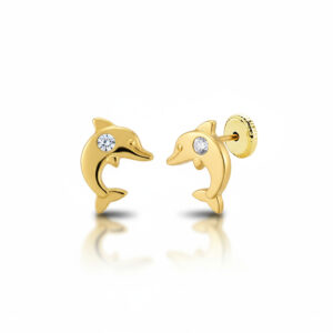 Pendientes oro 18kl delfin