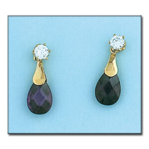 Pendientes oro 18kl - piedra color amatista