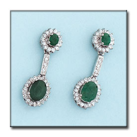 Pendientes oro blanco 18kl esmeralda