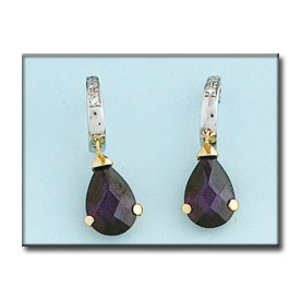 Pendientes oro 18kl bicolor amatista