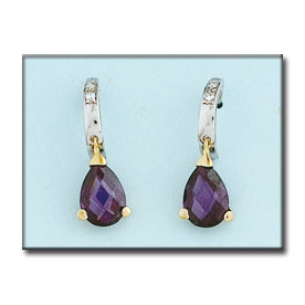 Pendientes oro 18kl bicolor amatista