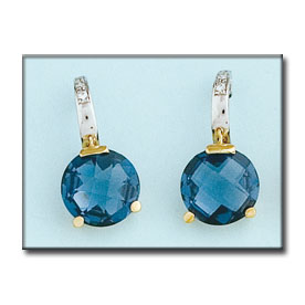 Pendientes oro 18kl oro bicolor agua marina