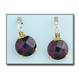 Pendientes oro 18kl bicolor amatista