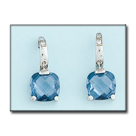 Pendientes oro blanco 18kl agua marina