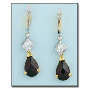 Pendientes oro 18kl bicolor amatista