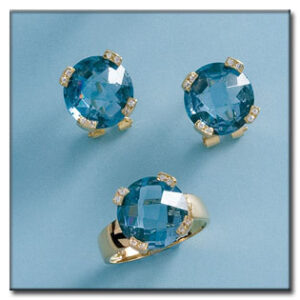 Pendientes oro 18kl circonitas + piedra color
