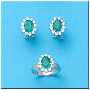 Pendientes oro blanco 18kl esmeraldas
