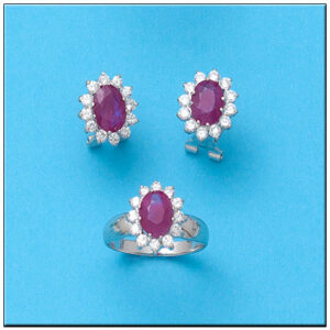 Pendientes oro blanco 18kl rubies finos