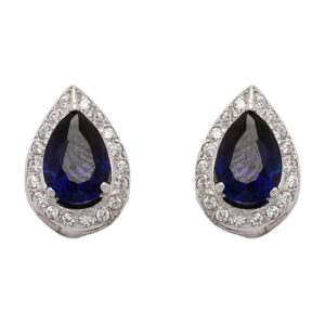Pendientes oro blanco 18kl crisopal azul