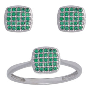 Pendientes oro blanco 18kl color verde