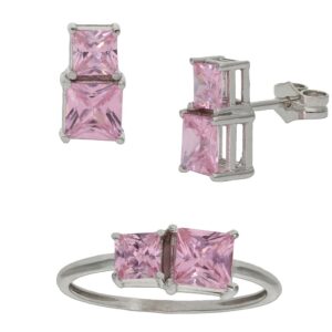 Pendientes oro blanco 18kl rosa