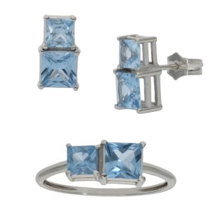 Pendientes oro blanco 18kl azul