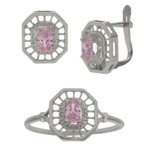 Pendientes oro blanco 18kl rosa