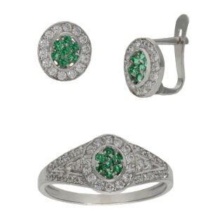 Pendientes oro blanco 18kl crisopal verde