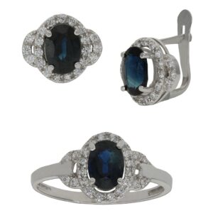 Pendientes oro blanco 18kl zafiros finos
