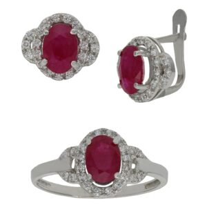 Pendientes oro blanco 18kl rubies finos