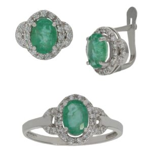 Pendientes oro blanco 18kl esmeraldas finas